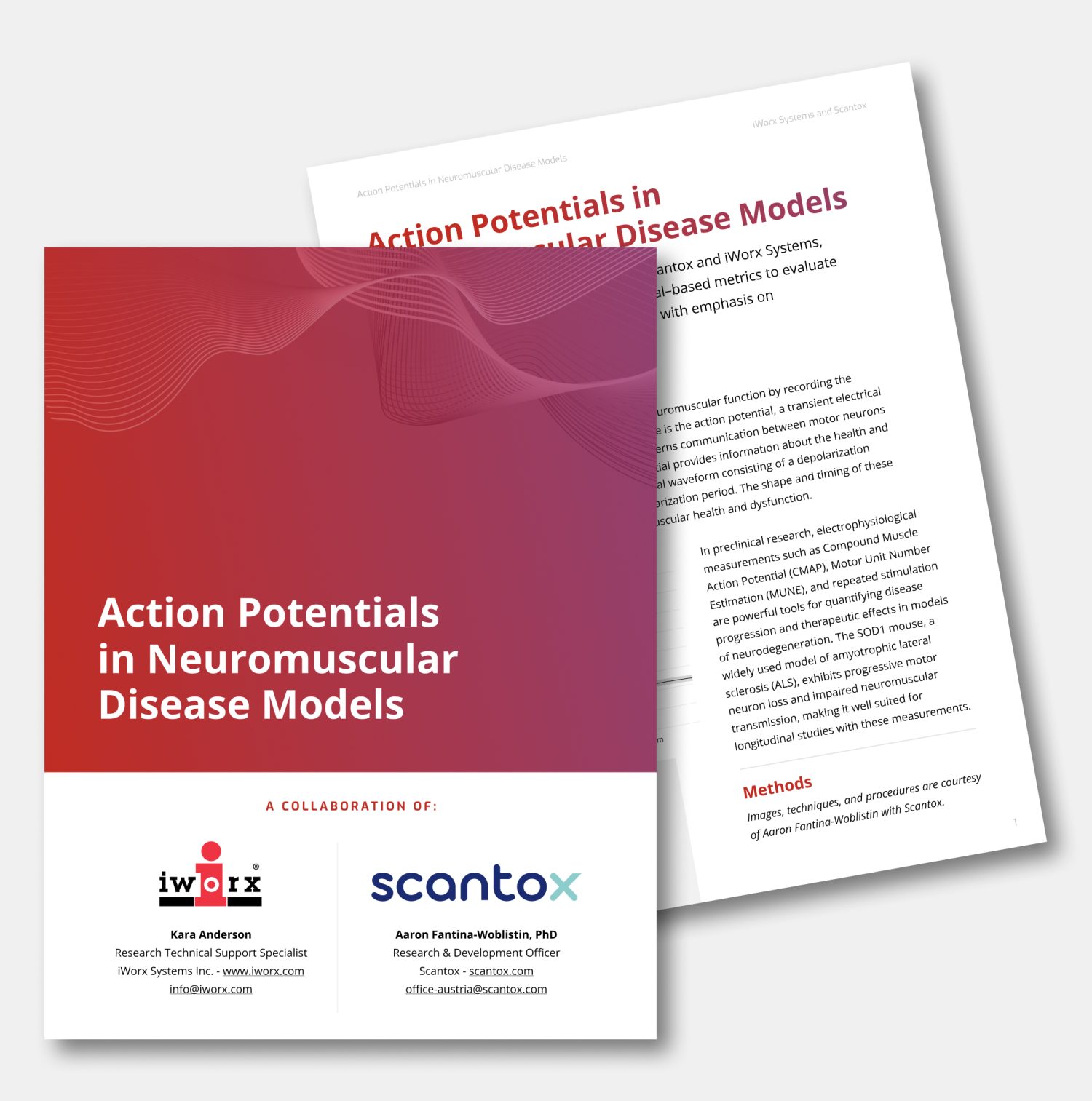 mockup of pages of the joint collaborative whitepaper featuring scantox and iworx