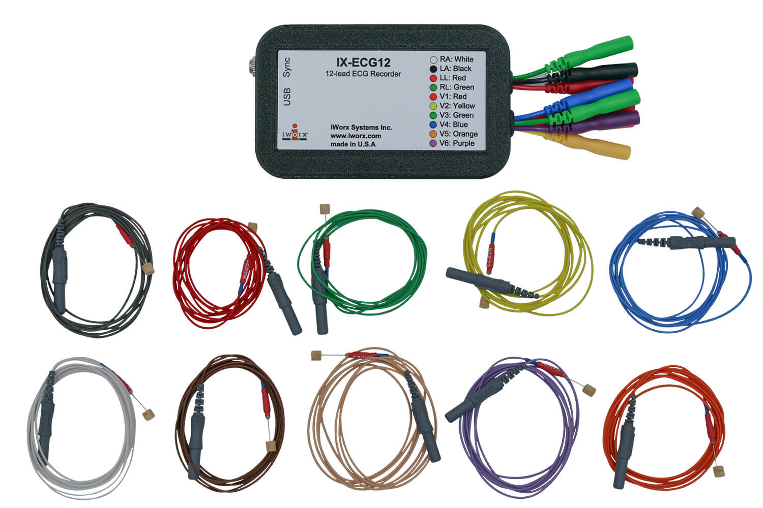 IX-ECG12 12-lead ECG recorder with PN10 electrodes